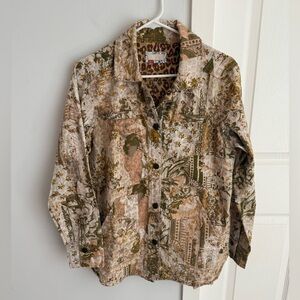 Pilcro “The Fielder” Patterned Denim Shirt Jacket, size S